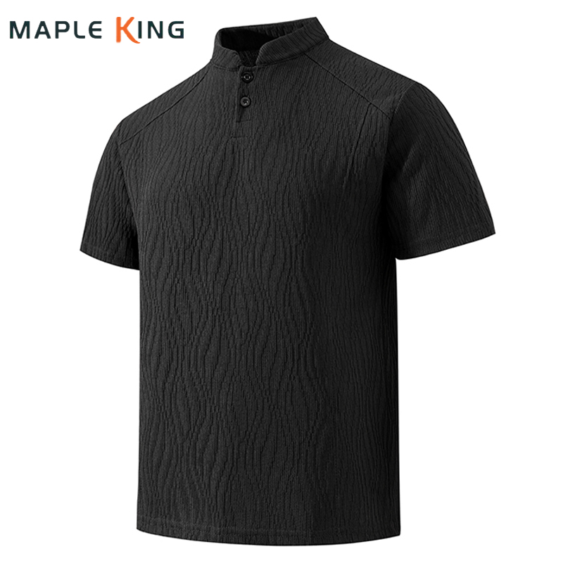 Summer Clothing Usa - 바크 텍스처 남성복 헨리 셔츠 2026