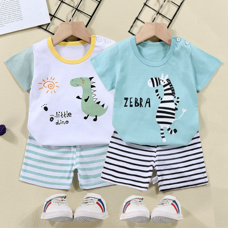 Summer Clothing For Babies - 코튼 티셔츠 + 반바지 2 피스