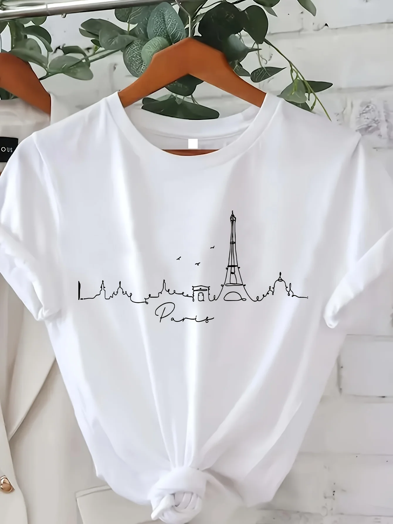 Summer Clothing In Paris - 파리 프린트 티셔츠 반팔 크루넥 캐주얼