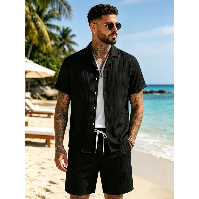 Summer Clothing Usa - 2남성용 여름 캐주얼 수트 세트, 쿠반
