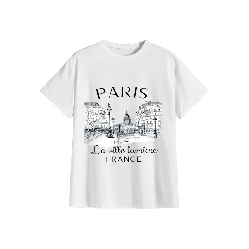 Summer Clothing In Paris - 90년대 티셔츠 파리 여성 프린트 티셔츠