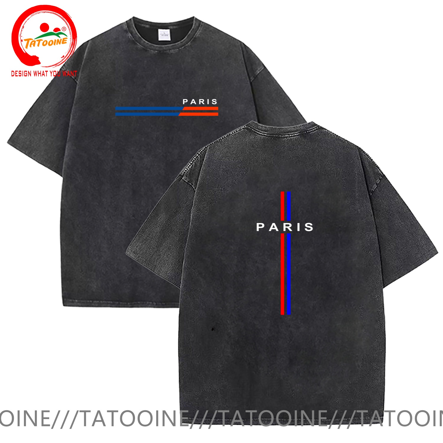 Summer Clothing In Paris - 빈티지 워시드 코튼 티셔츠 재미있는 디자이너