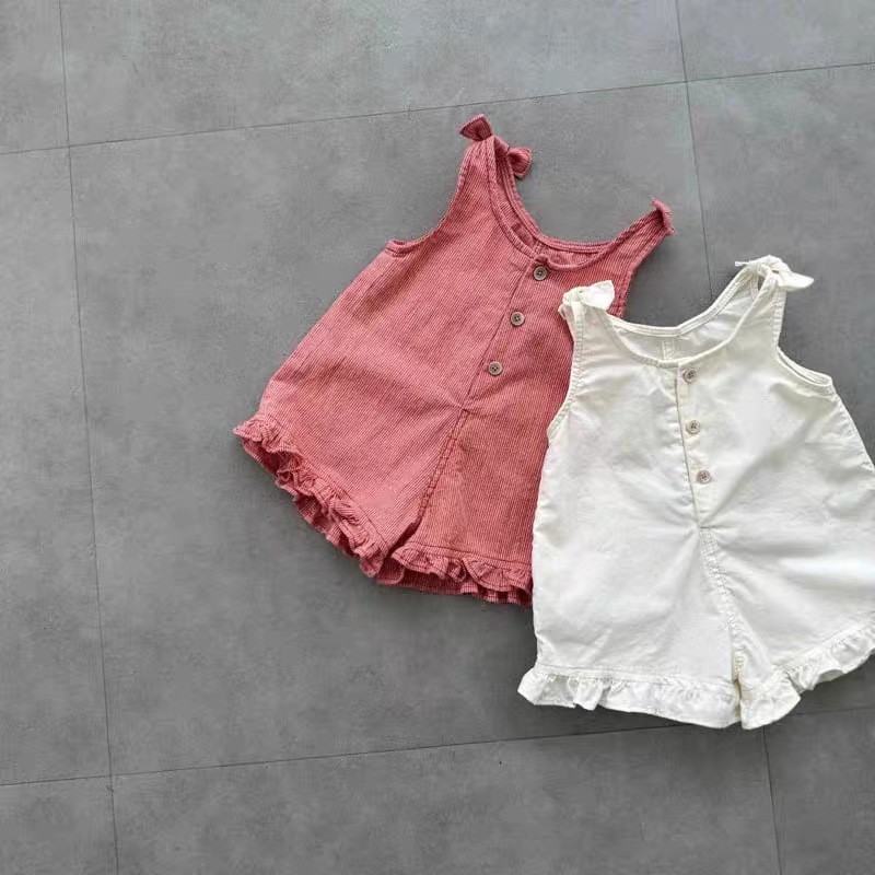 Summer Clothing For Babies - HY2831 여아 여름 롬퍼 (턱받이와 반바지