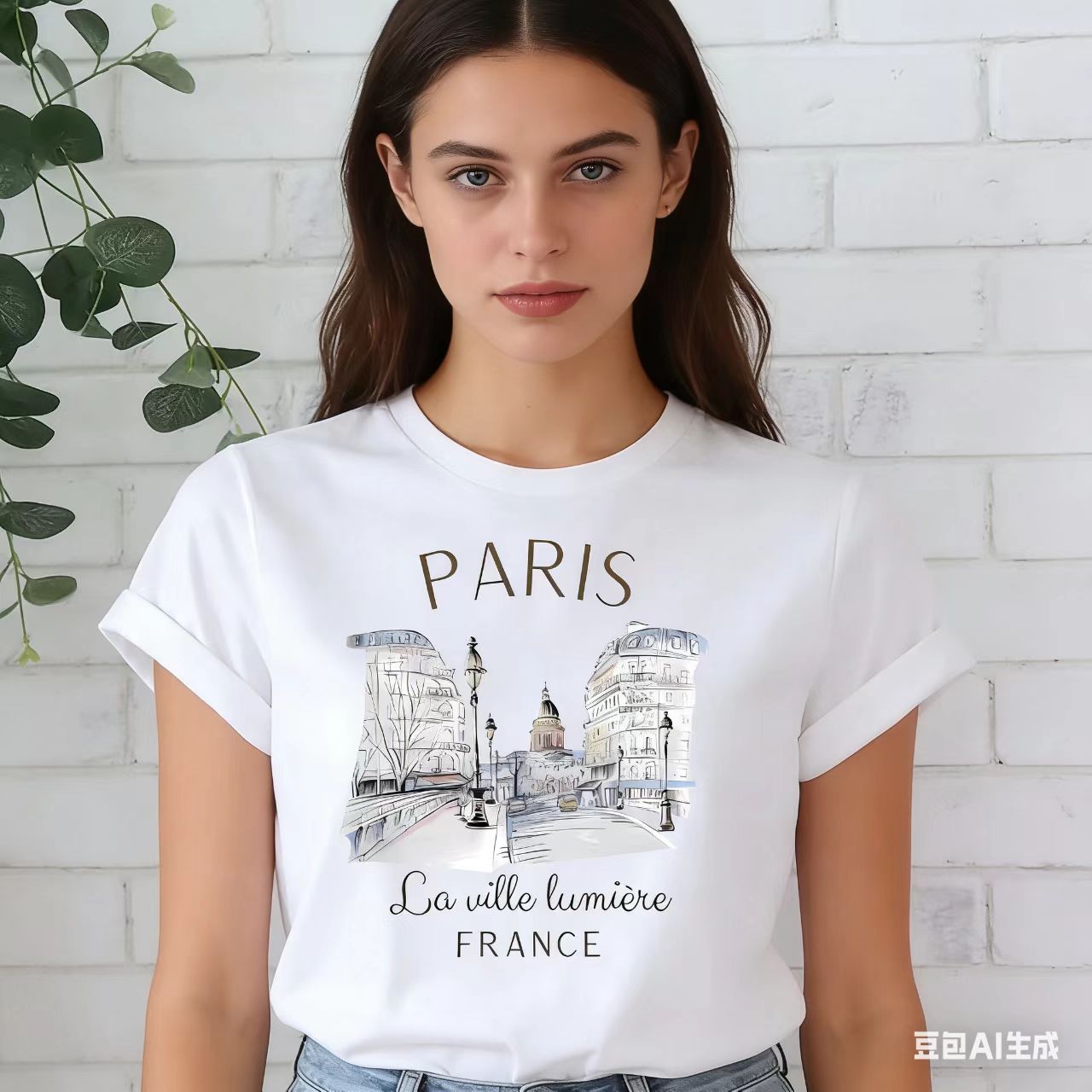 프랑스 파리 도시 건축 프린트 화이트 90년대 티셔츠  - Summer Clothing In Paris 리뷰 및 가격