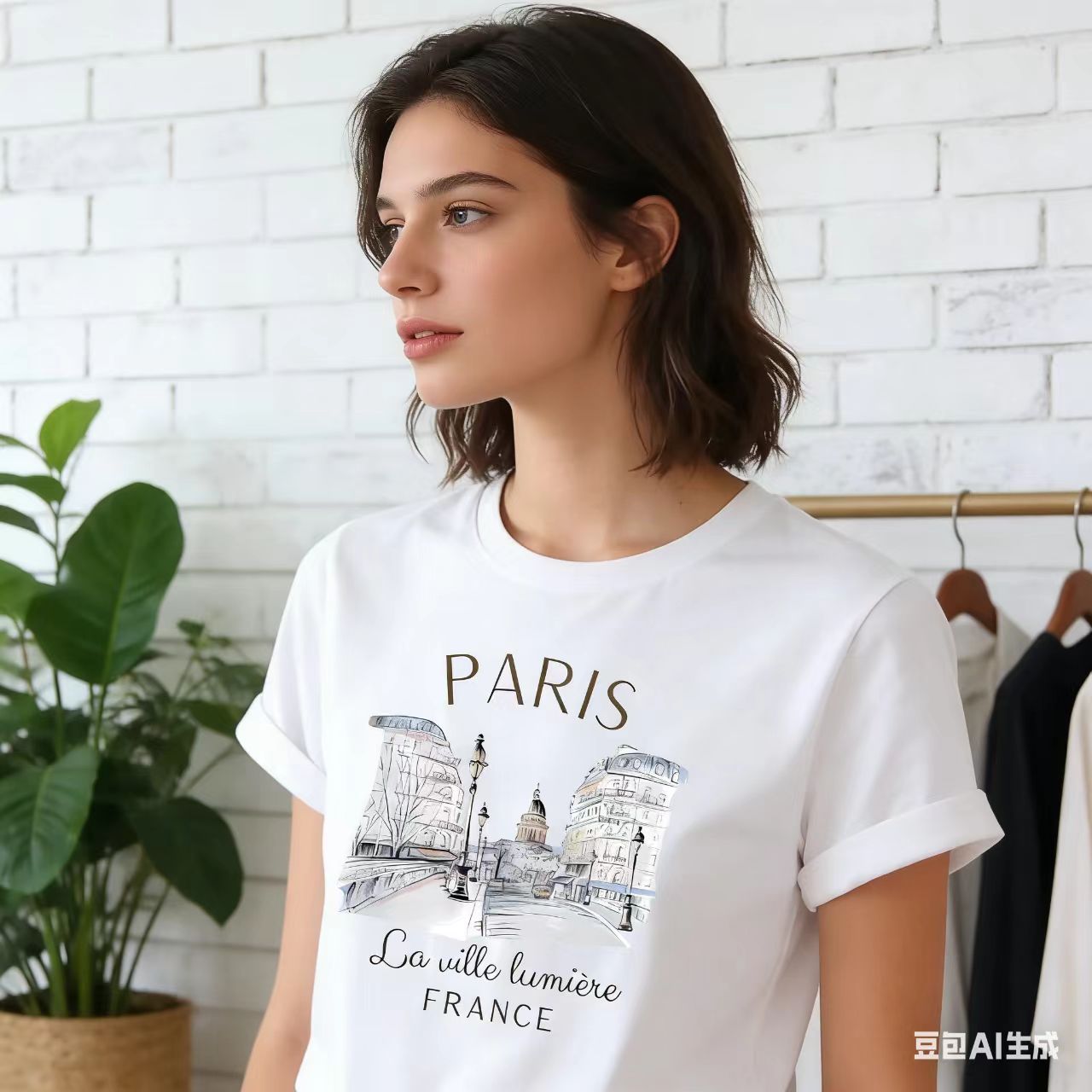 프랑스 파리 도시 건축 프린트 화이트 90년대 티셔츠  - Summer Clothing In Paris 리뷰 및 가격
