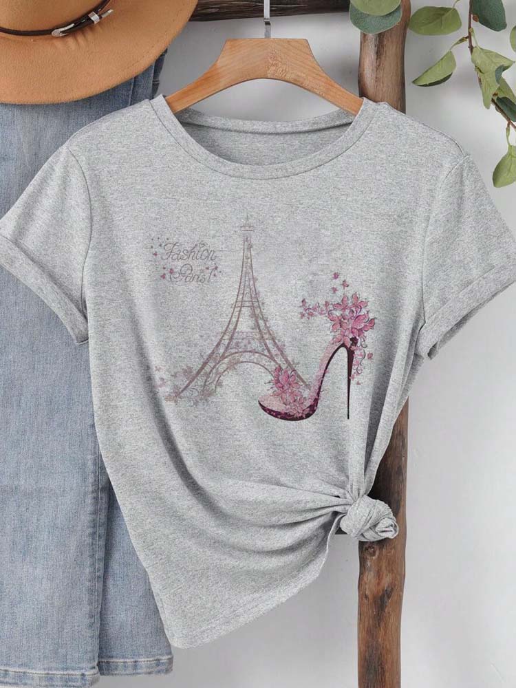 패션 파리 에펠 탑 인쇄 여성 티셔츠 여름 & 봄 여성 - Summer Clothing In Paris 리뷰 및 가격