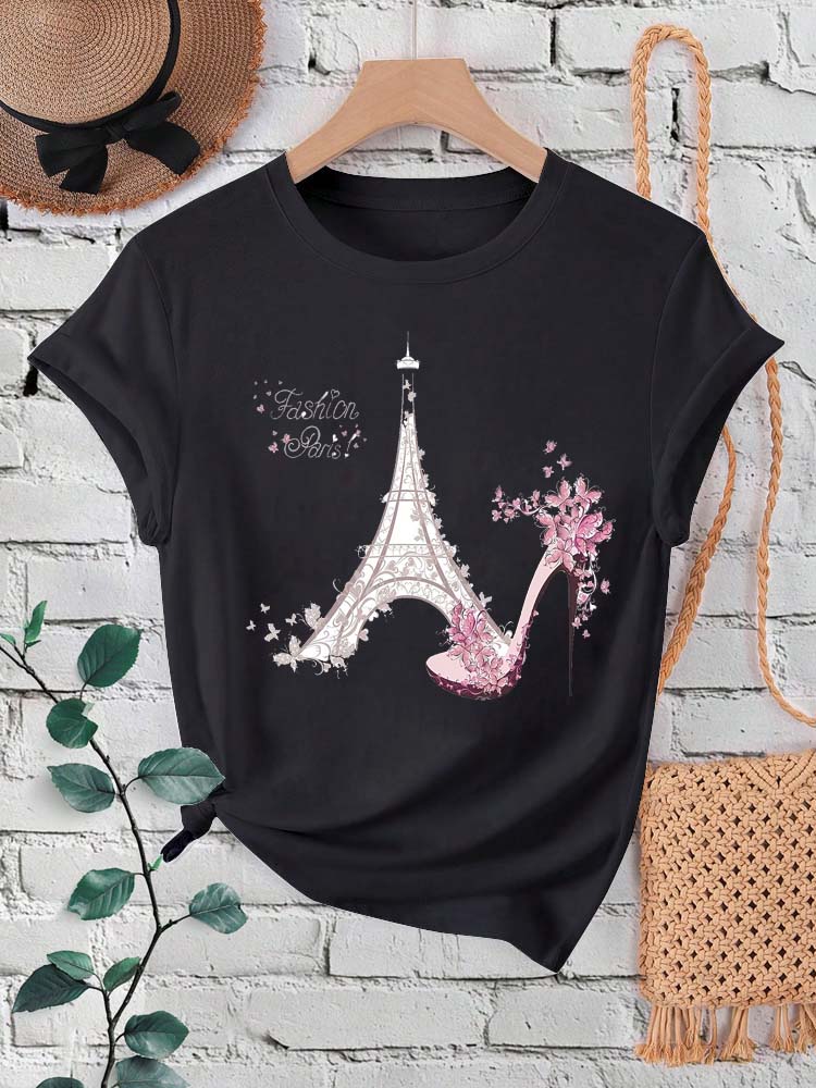 패션 파리 에펠 탑 인쇄 여성 티셔츠 여름 & 봄 여성 - Summer Clothing In Paris 리뷰 및 가격