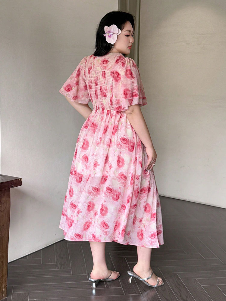 새로운 빅사이즈 섹시 브이넥 플로럴 프린트 롱 드레스  - Summer Days Clothing 리뷰 및 가격