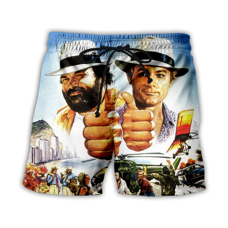 버드 스펜서 테렌스 힐 3D 프린트 비치 반바지, 남녀 - Summer Hill Clothing 리뷰 및 가격