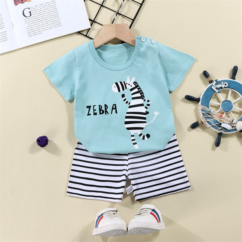 코튼 티셔츠 + 반바지 2 피스 운동복 세트 어린이 만 - Summer Clothing For Babies 리뷰 및 가격