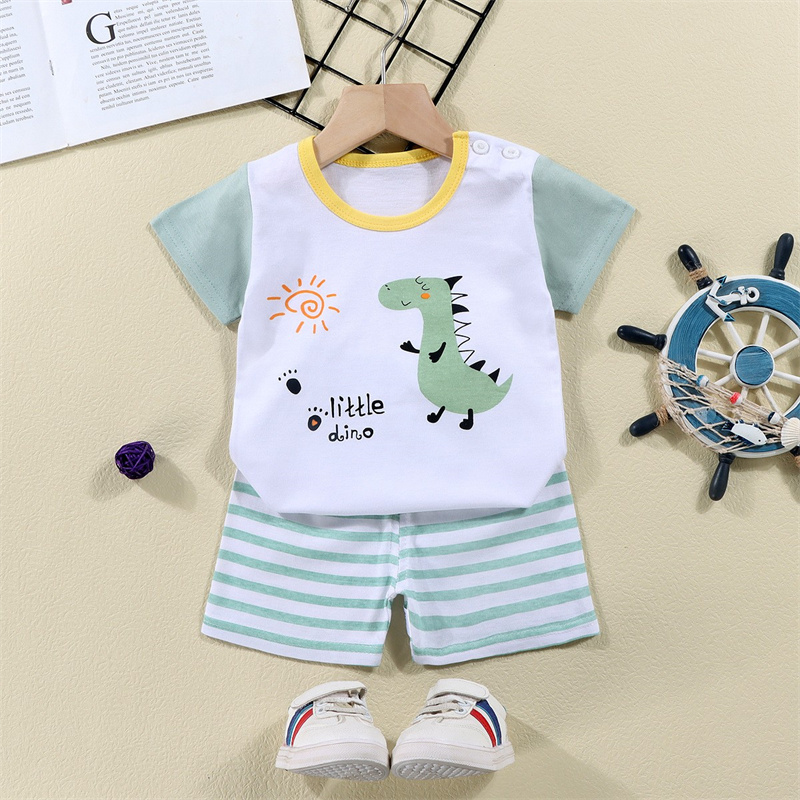 코튼 티셔츠 + 반바지 2 피스 운동복 세트 어린이 만 - Summer Clothing For Babies 리뷰 및 가격