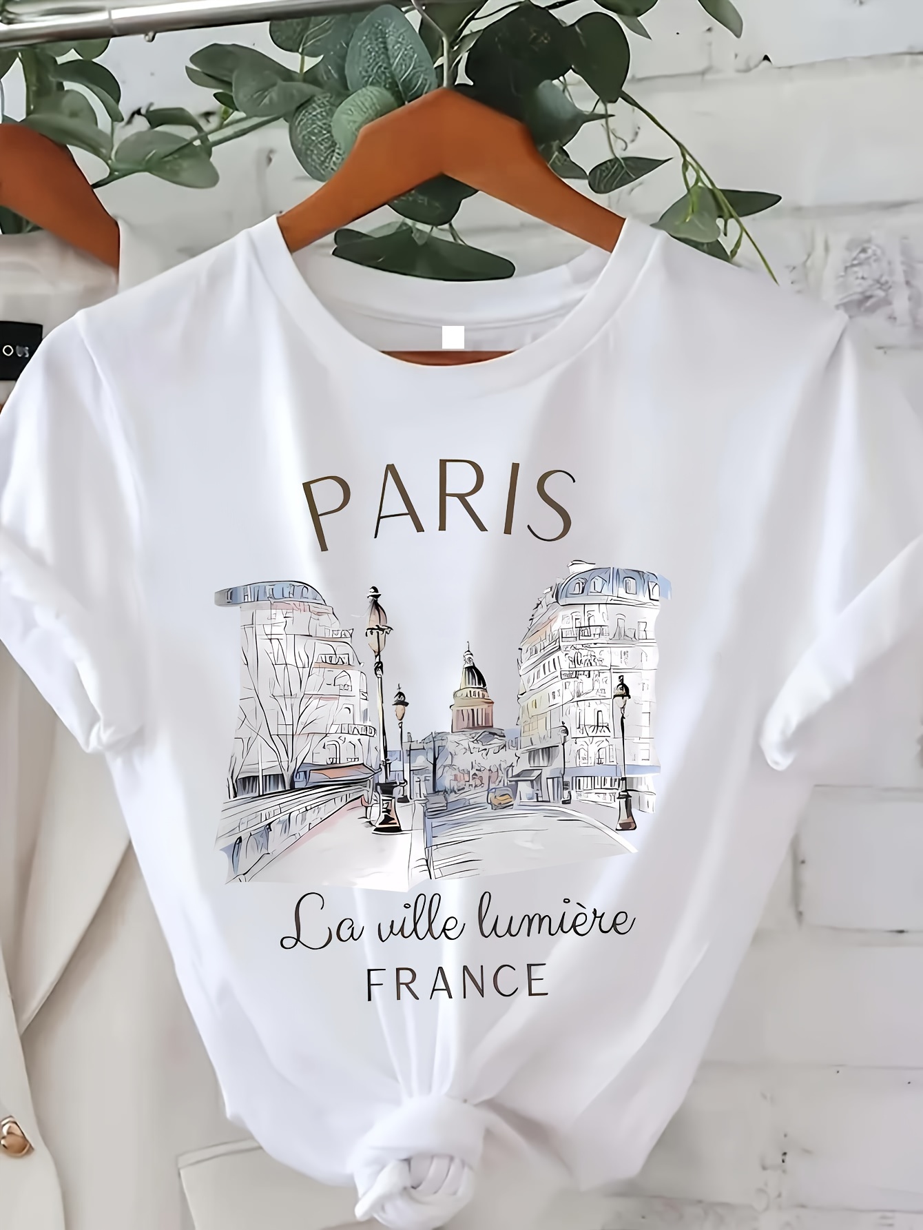 파리 여성 프린트 티셔츠 소녀용 반팔 크루넥 캐주얼 탑 - Summer Clothing In Paris 리뷰 및 가격