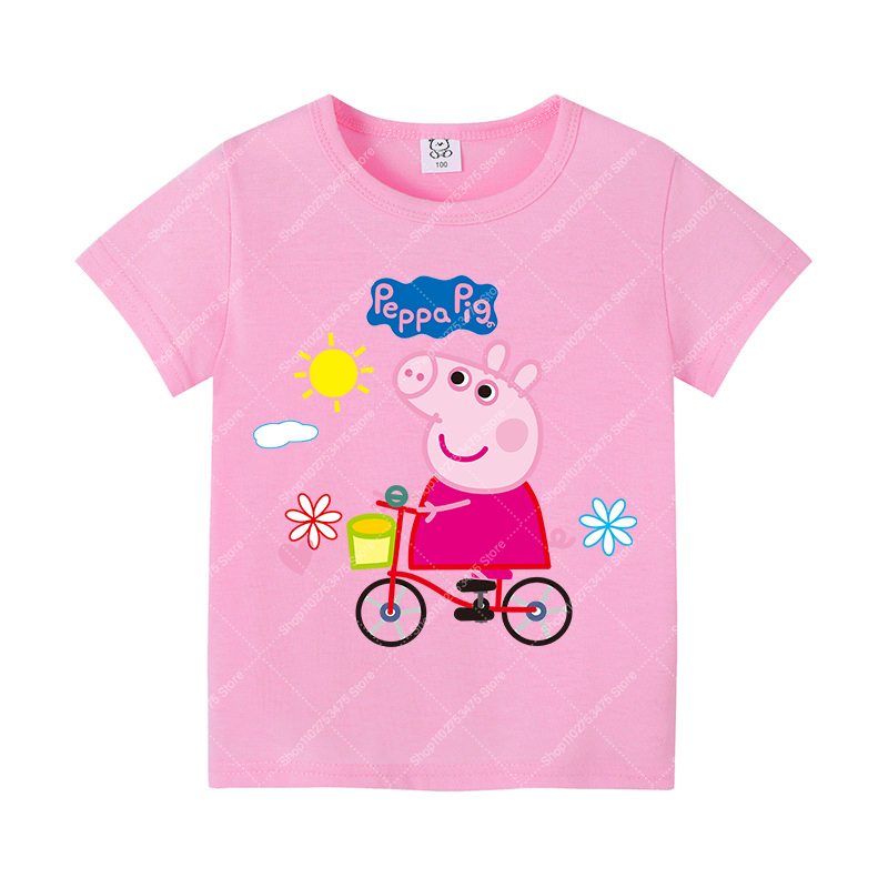 키즈 소녀 귀여운 코튼 티셔츠 여름 의류 만화 페파 피 - Summer Clothing For Kids Girls 리뷰 및 가격