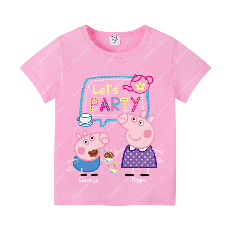 키즈 소녀 귀여운 코튼 티셔츠 여름 의류 만화 페파 피 - Summer Clothing For Kids Girls 리뷰 및 가격