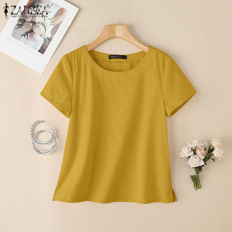 ZANZEA 여성용 여름 캐주얼 코튼 블라우스 O 넥  - Summer Days Clothing 리뷰 및 가격