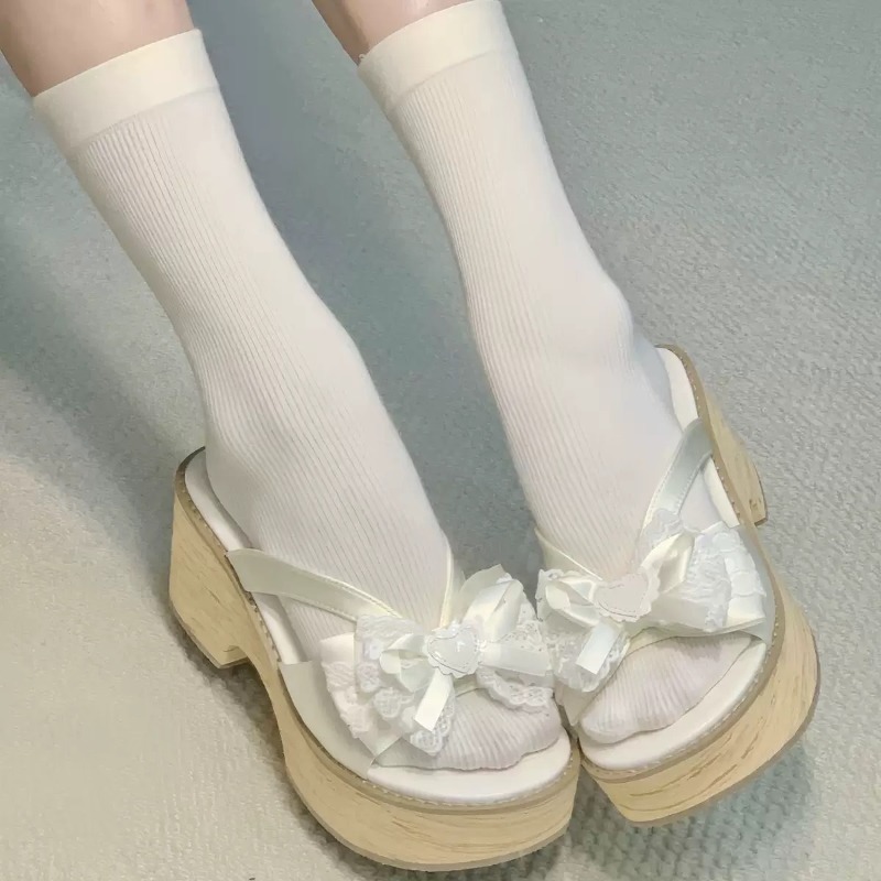 스윗 보우 우드 그레인 두꺼운 바닥 플랫폼 슬리퍼 여성 - Summer Clothing Sale Women 리뷰 및 가격