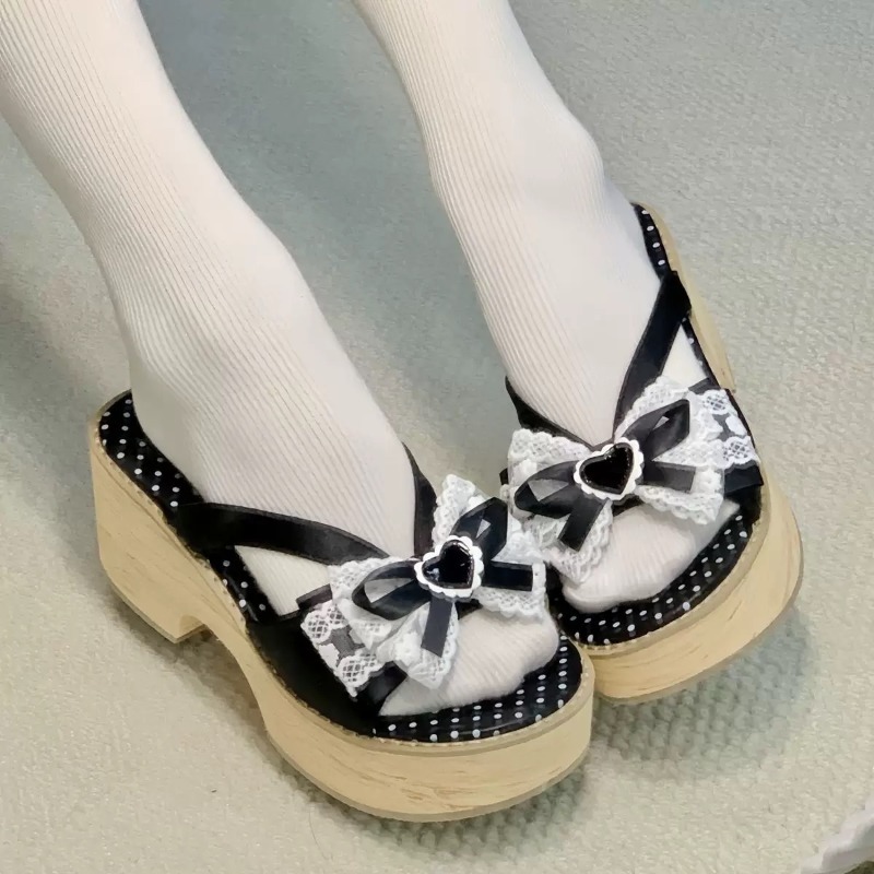 스윗 보우 우드 그레인 두꺼운 바닥 플랫폼 슬리퍼 여성 - Summer Clothing Sale Women 리뷰 및 가격