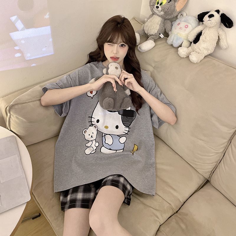 파자마 걸 헬로키티 여름 반팔 산리오 반바지 얇은 핏  - Summer Clothes 리뷰 및 가격