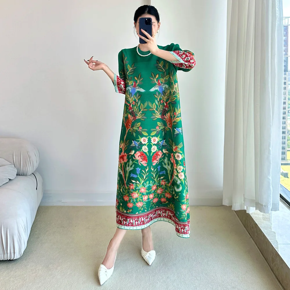 Miyake 빈티지 프린트 드레스 7 슬리브 캐주얼 드 - Summer Clothing Essentials Women 리뷰 및 가격