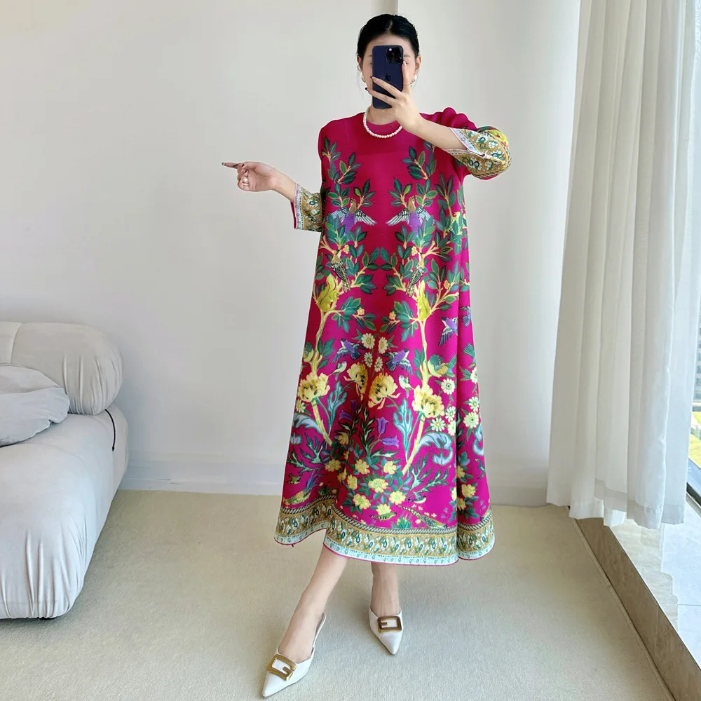 Miyake 빈티지 프린트 드레스 7 슬리브 캐주얼 드 - Summer Clothing Essentials Women 리뷰 및 가격