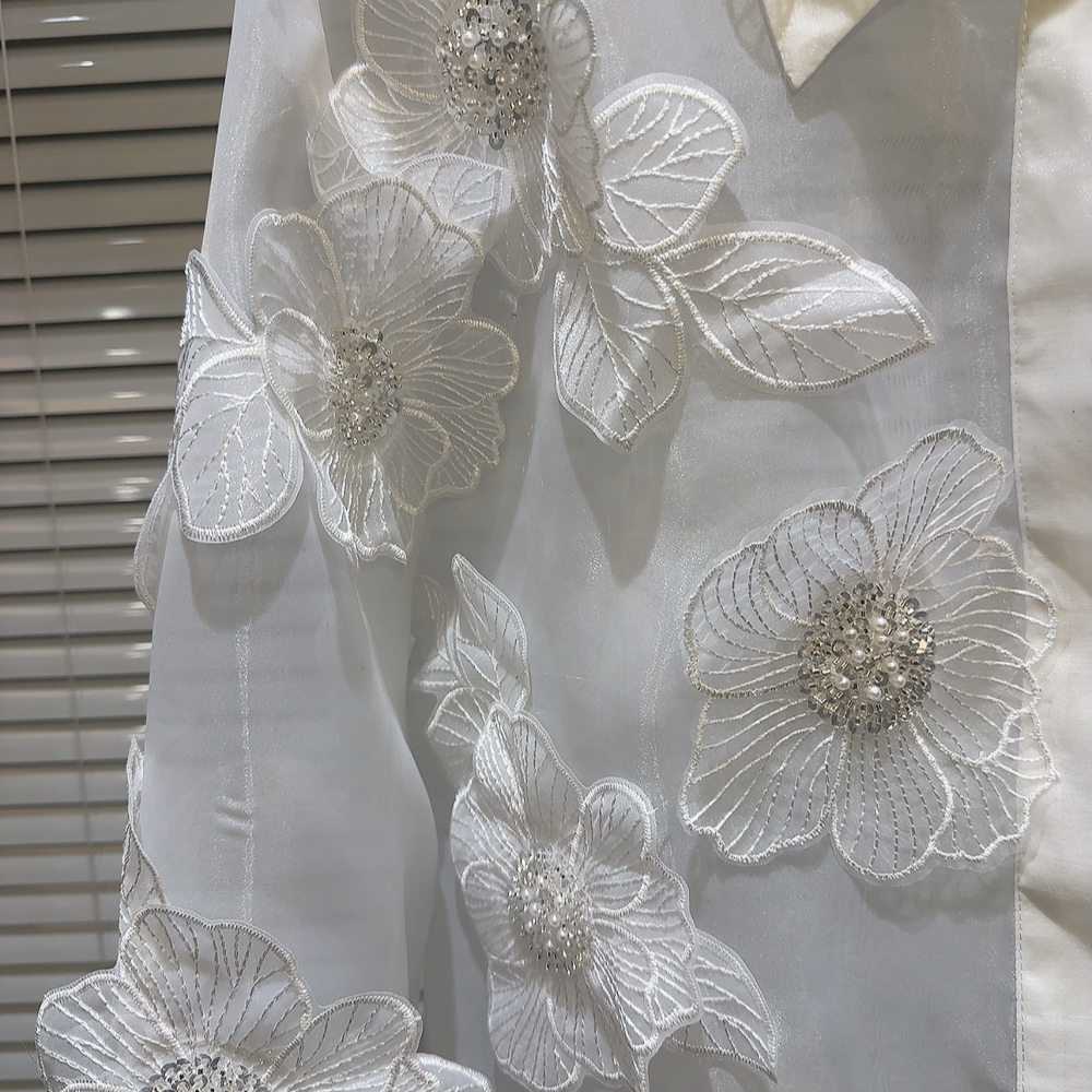 봄 스팽글 3D 꽃 메쉬 스플 라이스 진주 페르시 셔츠 - Crop Blouse Linen 리뷰 및 가격