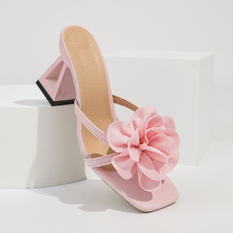 여성용 3D 꽃 장식 샌들 삼각형 컷아웃 하이힐 샌들  - Summer Clothing Sale Women 리뷰 및 가격