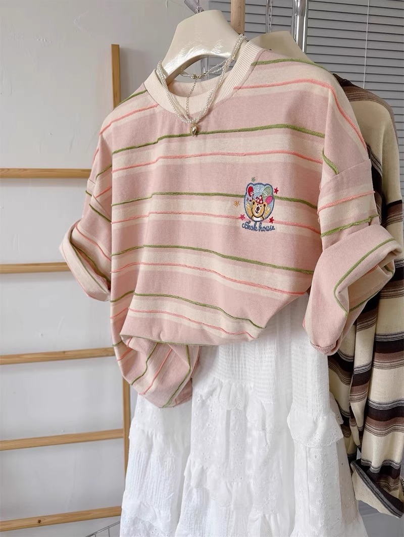 순면 스트라이프 반팔 티셔츠, 패셔너블한 여름 아울렛  - Summer Clothing Outlet 리뷰 및 가격