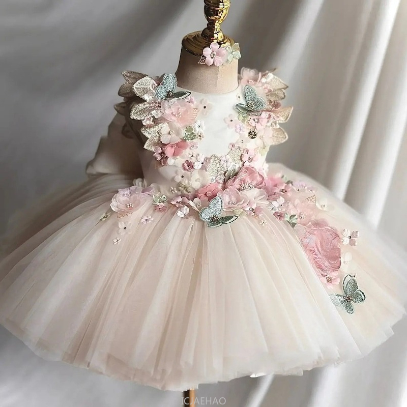 웨딩 드레스 여름 어린이 소녀 첫 번째 생일 꽃 공주  - Summer Clothing For Babies 리뷰 및 가격